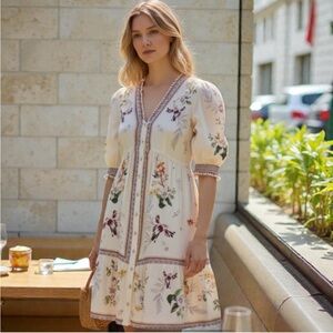 NWT Johnny Was Women’s Loren Floral-Print Flounce Mini Dress Various Sizes